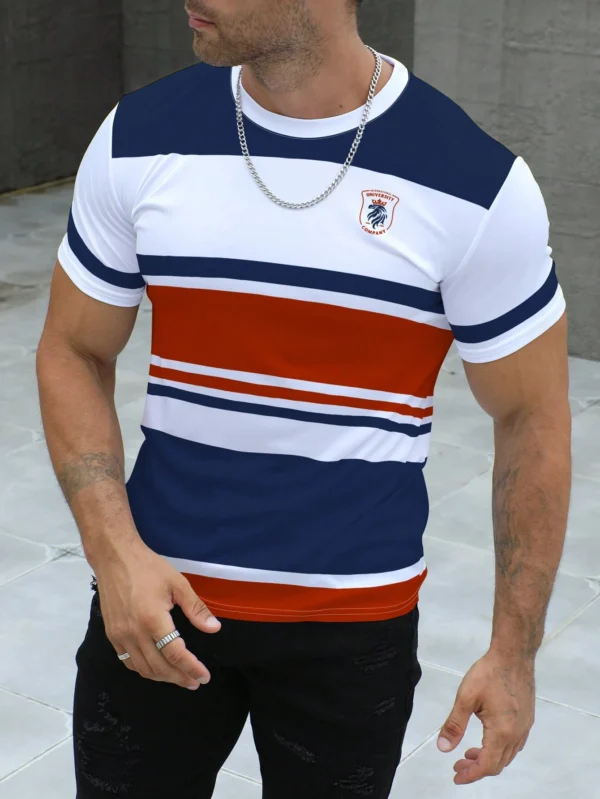 Manfinity Dauomo T-shirt rayures col rond – Image 3