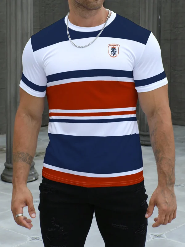 Manfinity Dauomo T-shirt rayures col rond – Image 4