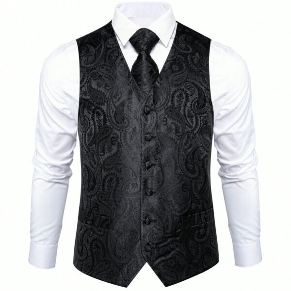 Docapeiton Ensemble gilet cachemire noir – Image 4