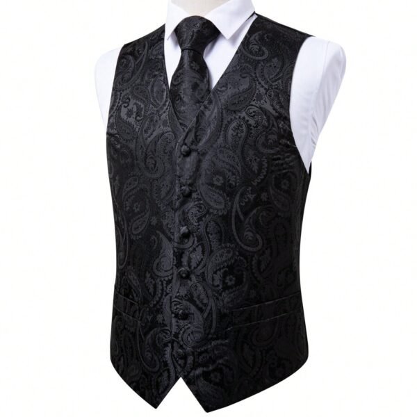 Docapeiton Ensemble gilet cachemire noir – Image 5