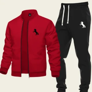 Ensemble col baseball zippé imprimé cheval