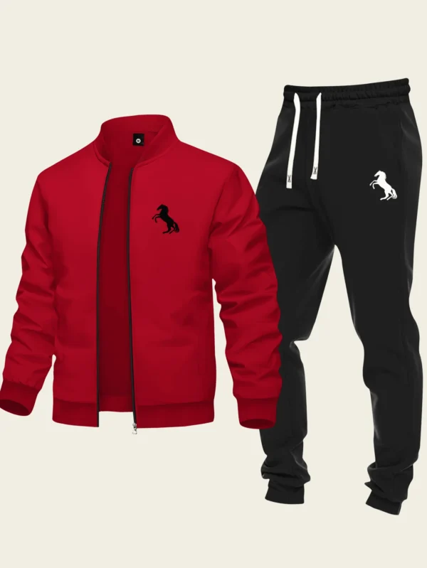 Ensemble col baseball zippé imprimé cheval