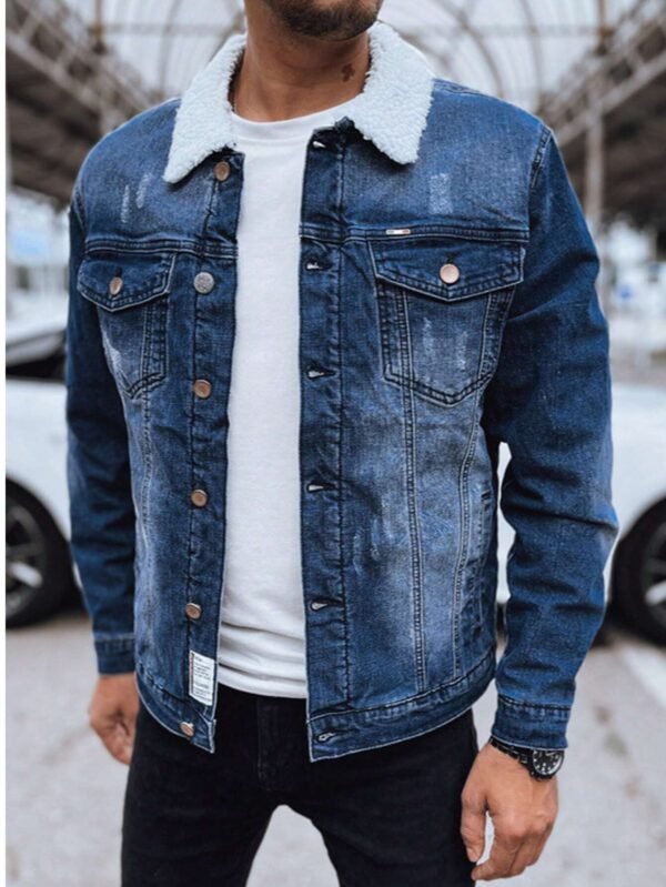Veste jean col rabattu colorblocking casual