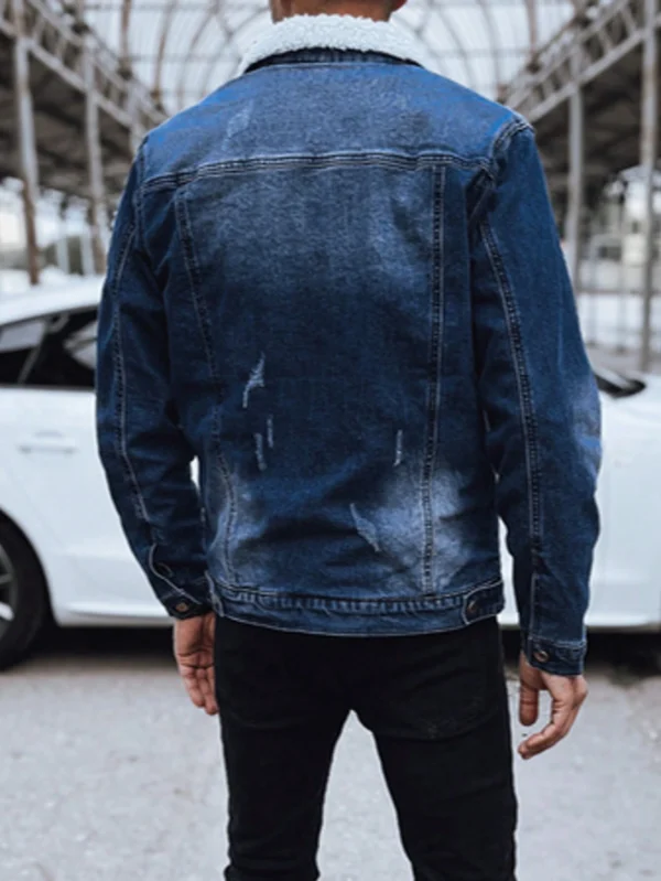 Veste jean col rabattu colorblocking casual – Image 2