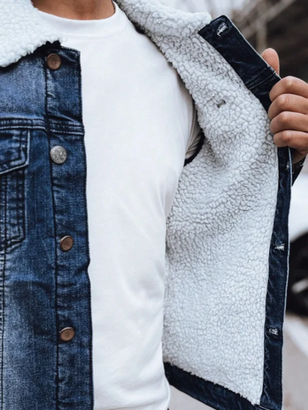 Veste jean col rabattu colorblocking casual – Image 4