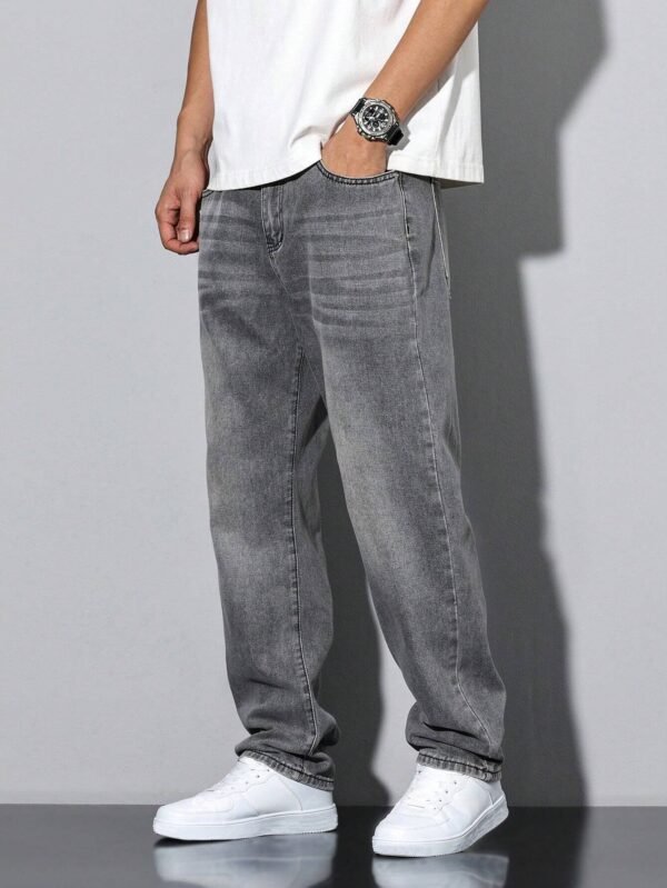 Manfinity RivetRise Jeans droits délavés décontractés – Image 3