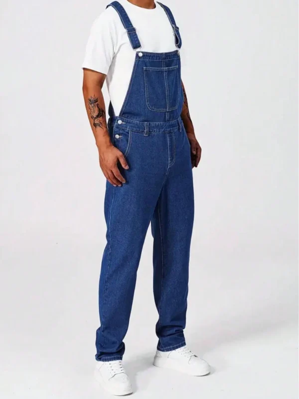Pantalon salopette jean décontracté – Image 4
