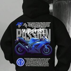 Sweat capuche graphique lettres moto
