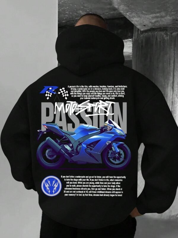 Sweat capuche graphique lettres moto