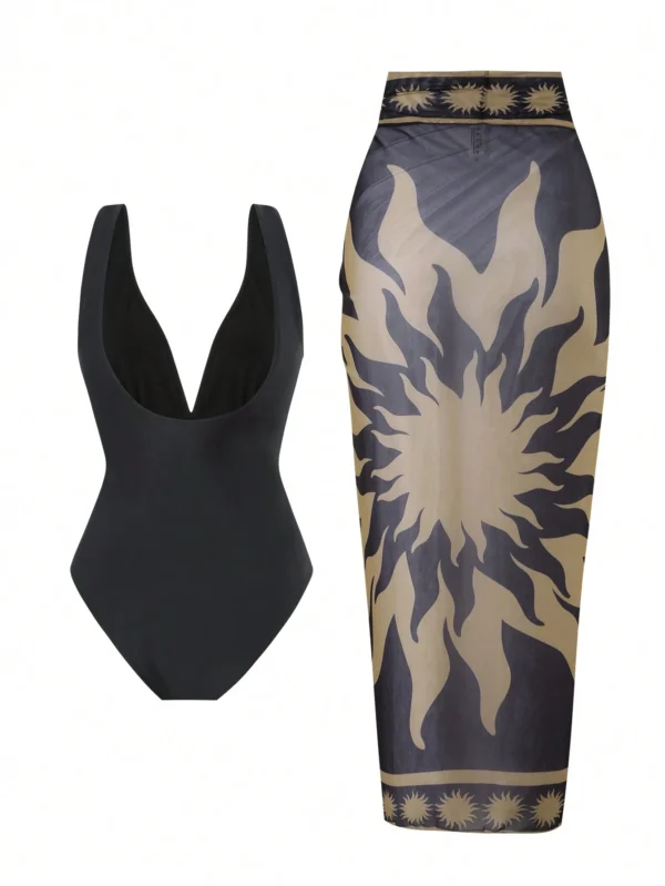 2 pièces Maillot une pièce robe maille – Image 2