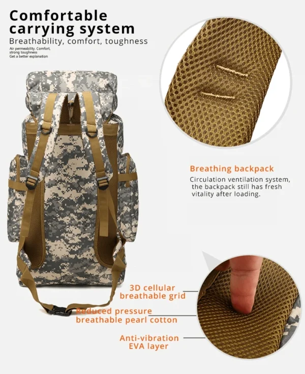 Sac à dos camouflage 80L – Image 6