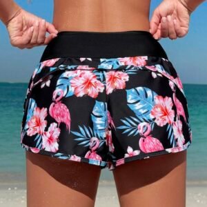 Short plage imprimé flamants roses