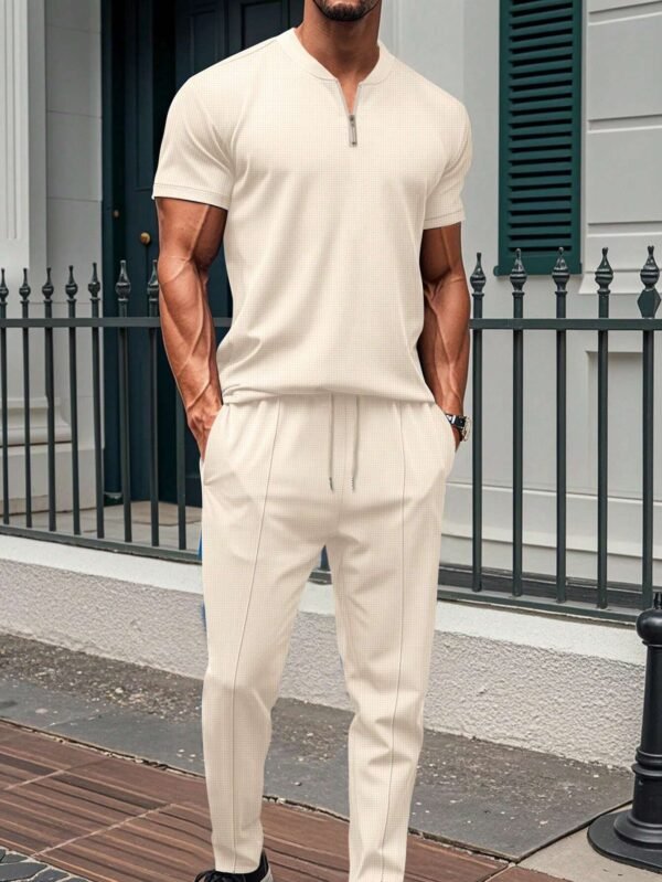 Polo zip & pantalon nid d’abeille