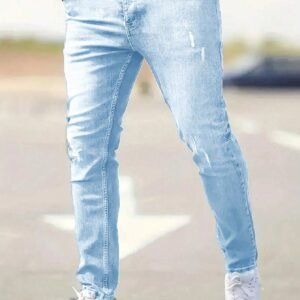 Jeans casual slim ajusté effiloché
