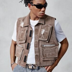 ROMWE Grunge Punk Gilet jean décontracté