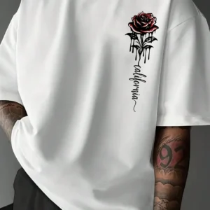 T-shirt manches courtes lettre et rose