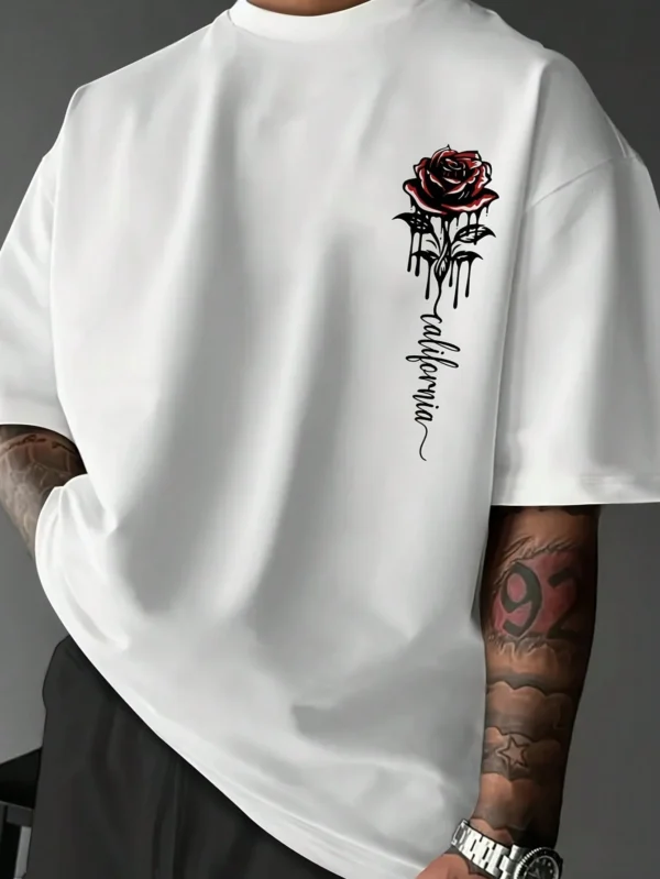 T-shirt manches courtes lettre et rose