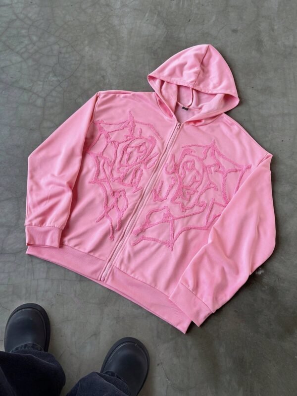 Manfinity Streetrush Sweat capuche rose brodé toile – Image 7