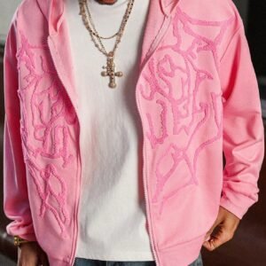 Manfinity Streetrush Sweat capuche rose brodé toile