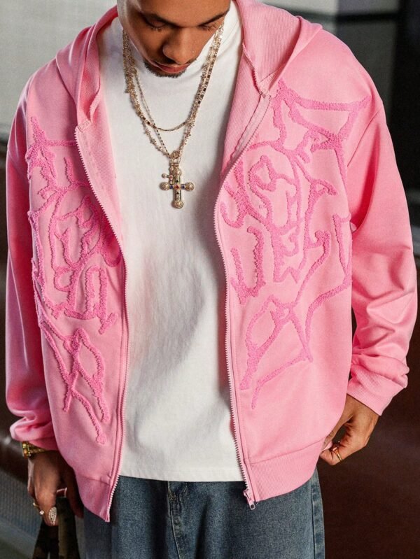 Manfinity Streetrush Sweat capuche rose brodé toile