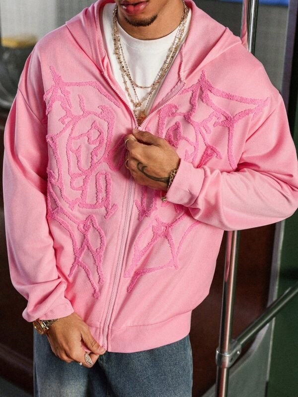 Manfinity Streetrush Sweat capuche rose brodé toile – Image 5