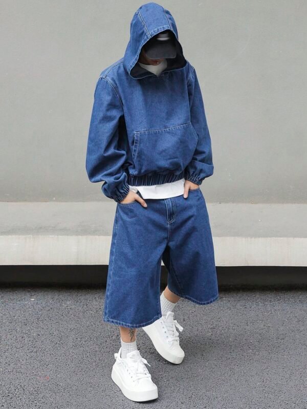 Manfinity EMRG Top denim manches longues capuche – Image 3