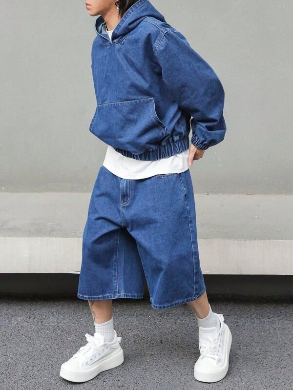 Manfinity EMRG Top denim manches longues capuche – Image 4