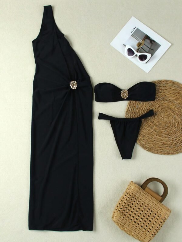3 pièces Bikini robe asymétrique – Image 4