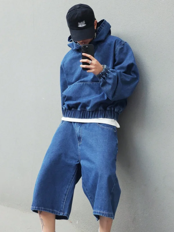 Manfinity EMRG Top denim manches longues capuche – Image 8