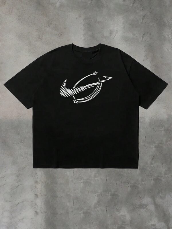 T-shirt ample rayures géométriques – Image 3