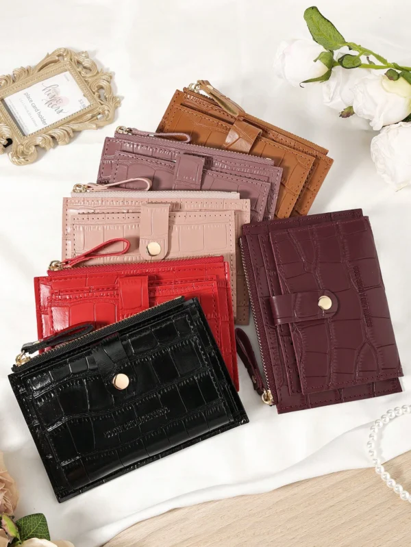Portefeuille rabat zippé compact multicouche – Image 3