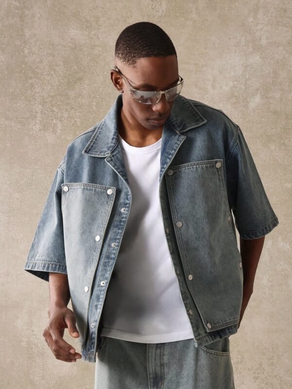 SUMWON Chemise denim charpentier col châle
