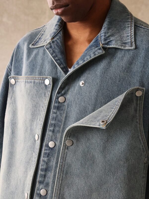 SUMWON Chemise denim charpentier col châle – Image 5