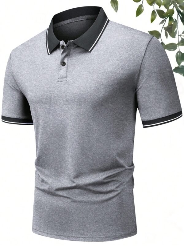 Set 3 polos unis kaki/gris/noir – Image 4