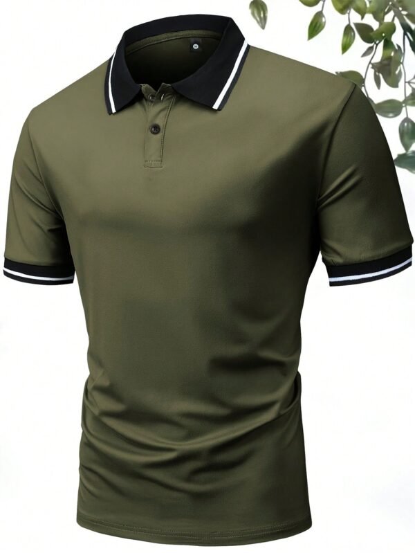 Set 3 polos unis kaki/gris/noir – Image 2