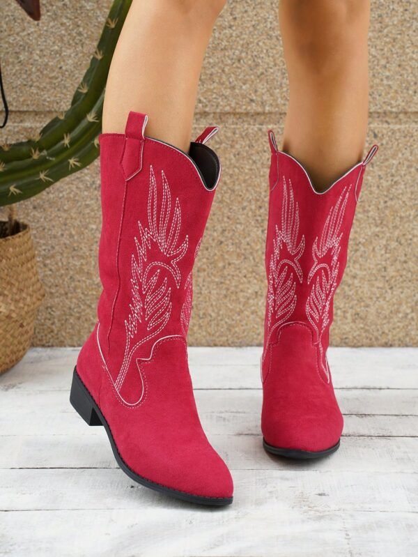 Bottes western brodées vintage à talon haut – Image 4