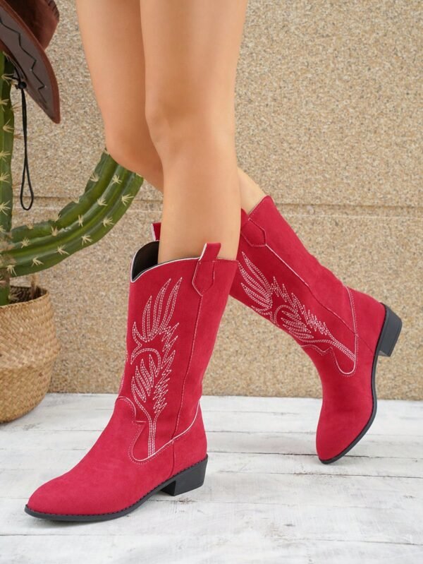 Bottes western brodées vintage à talon haut – Image 3