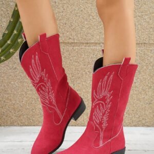 Bottes western brodées vintage à talon haut