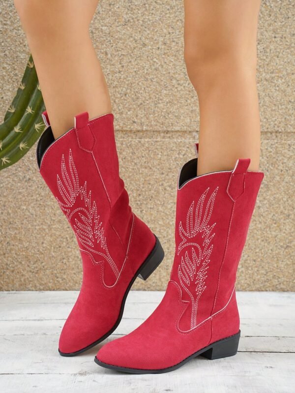 Bottes western brodées vintage à talon haut