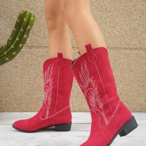 Bottes western brodées vintage à talon haut