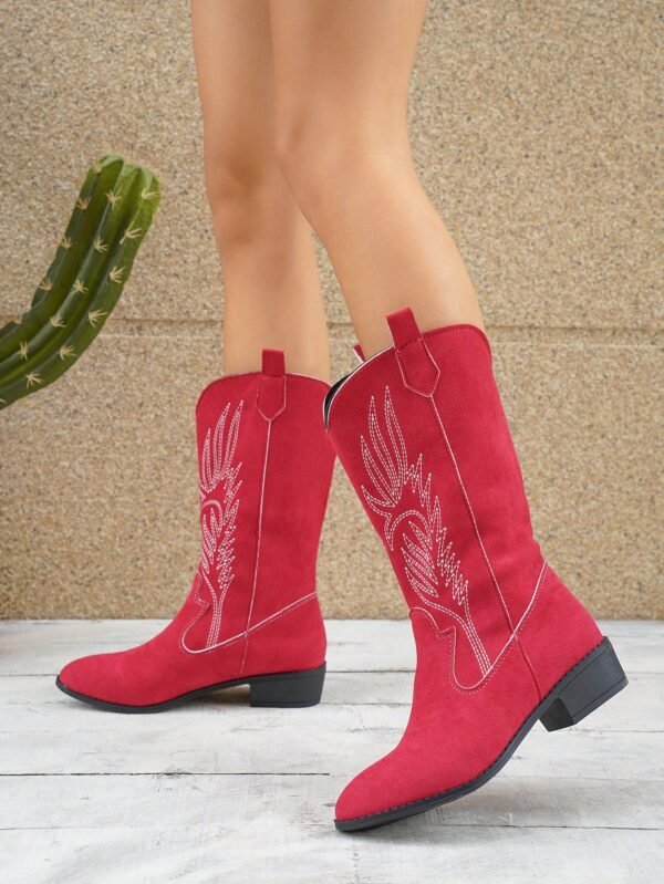 Bottes western brodées vintage à talon haut – Image 2