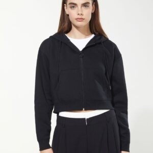 Sweat zippé court à capuche noir