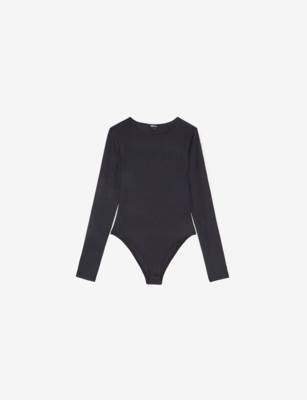 Body en satin élastiqué noir – Image 6