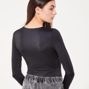 Body en satin élastiqué noir