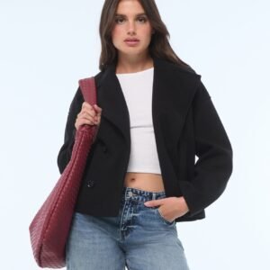 Manteau court coupe trench noir