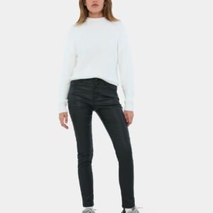Pantalon noir en matière enduite