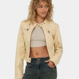 Veste beige clair matière enduite