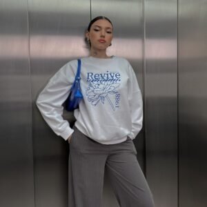 Sweat Oversize à message blanc