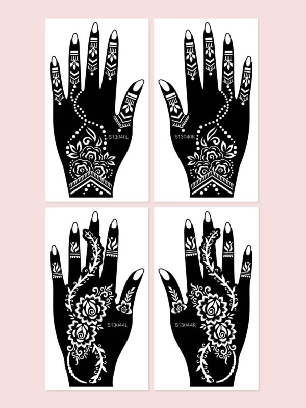 4 feuilles pochoirs floraux