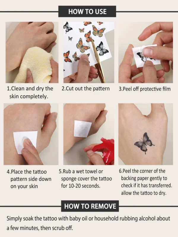 1 pc tatouage papillon noir – Image 7